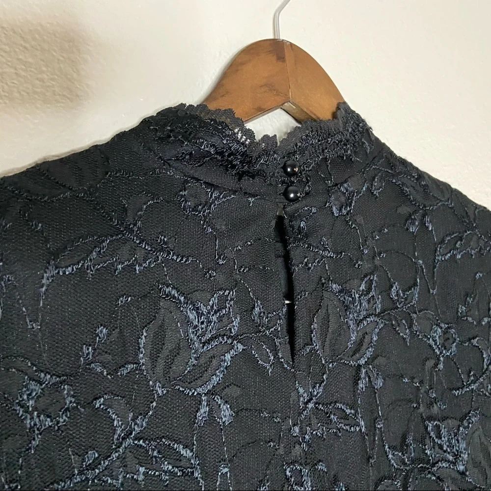 Vintage Mockneck Black Floral Lace Dress Sheer Size M/L BLAIR BOUTIQUE - Picture 4 of 13